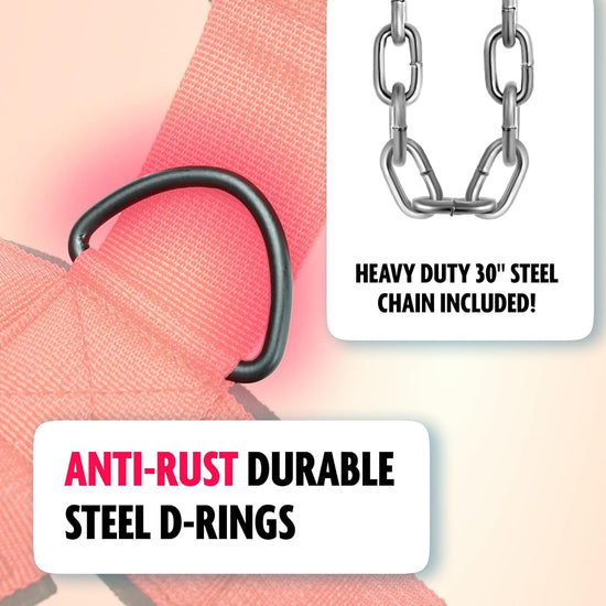 Neck Harness for Weight Training & Injury Recovery, Long Steel Chain and D-Rings, Neck Workout Equipment to Improve Muscle Strength