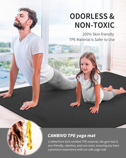 Large Yoga Mat (183 X 114Cm; 6Mm Thick) Extra Wide Workout Mat for Men and Women, Yoga Mat Thick Exercise Mats for Home Workout, Yoga, Pilates