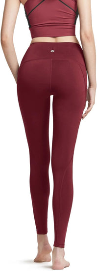 Women'S Thermal Tummy Control Yoga Pants with Pockets, High Waist Warm Fleece Lined Leggings, Winter Workout Running Tights
