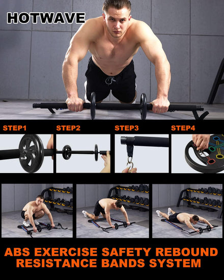 Ultimate Portable Home Gym with 16 Fitness Accessories,20 in 1 Push up Board,Resistance Bands with Ab Roller Wheel,Full Body Workout Equipment at Home for Man and Woman