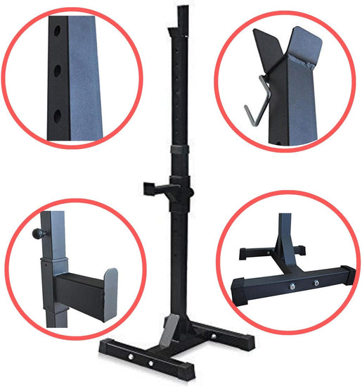 Pair of Adjustable Barbell Squat Rack Stand - High-Quality Olympic Barbell Holder, Power Portable Weight Lifting Standard Barbell Handle for Bench Press, Squats, Overhead Press Fitness Gym Exercise Equipment