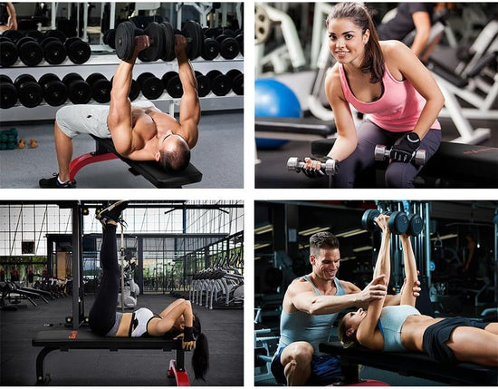 Weight Bench Flat Gym Benches Press Weights Exercise Fitness Equipment Home Workout Fits for Multi Station Smith Machine, with 300Kg Weight Capacity and Feet Protection, 109 X 65 X 41