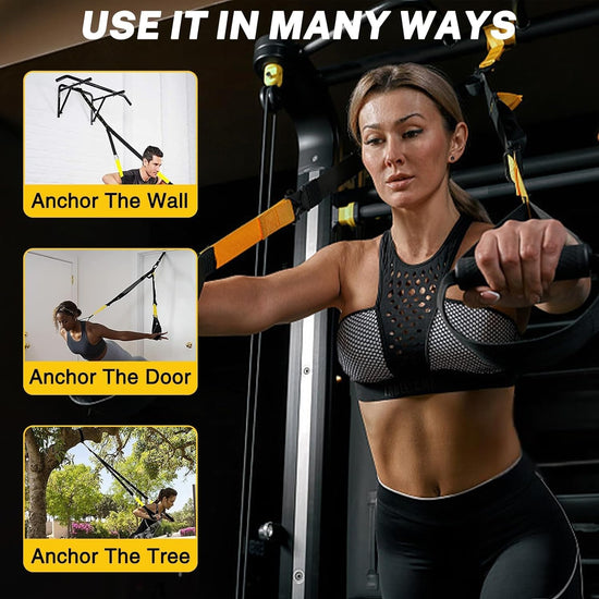 Suspension Training Kit,Resistance Trainer for Full Body for All Levels,Indoor & Outdoor Use Adjustable Training Straps,Supports up to 500Kg, All-In-One Home Gym Equipment