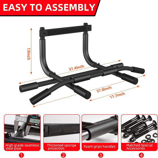 Multi Grip Pull up Bar for Doorway，Chin up Bar Heavy Duty Doorway Trainer for Home Gym Exercise Equipment，Pullup Bar Fits Most Door Ways