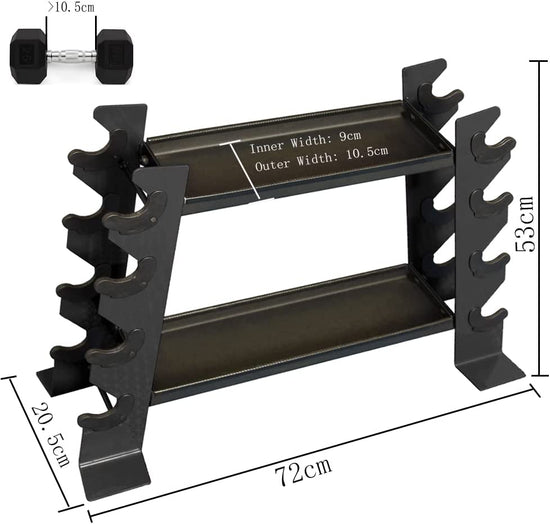 Compact Solid Metal Kettlebell Dumbbell Rack Storage Stand Home Gym Black 200KG