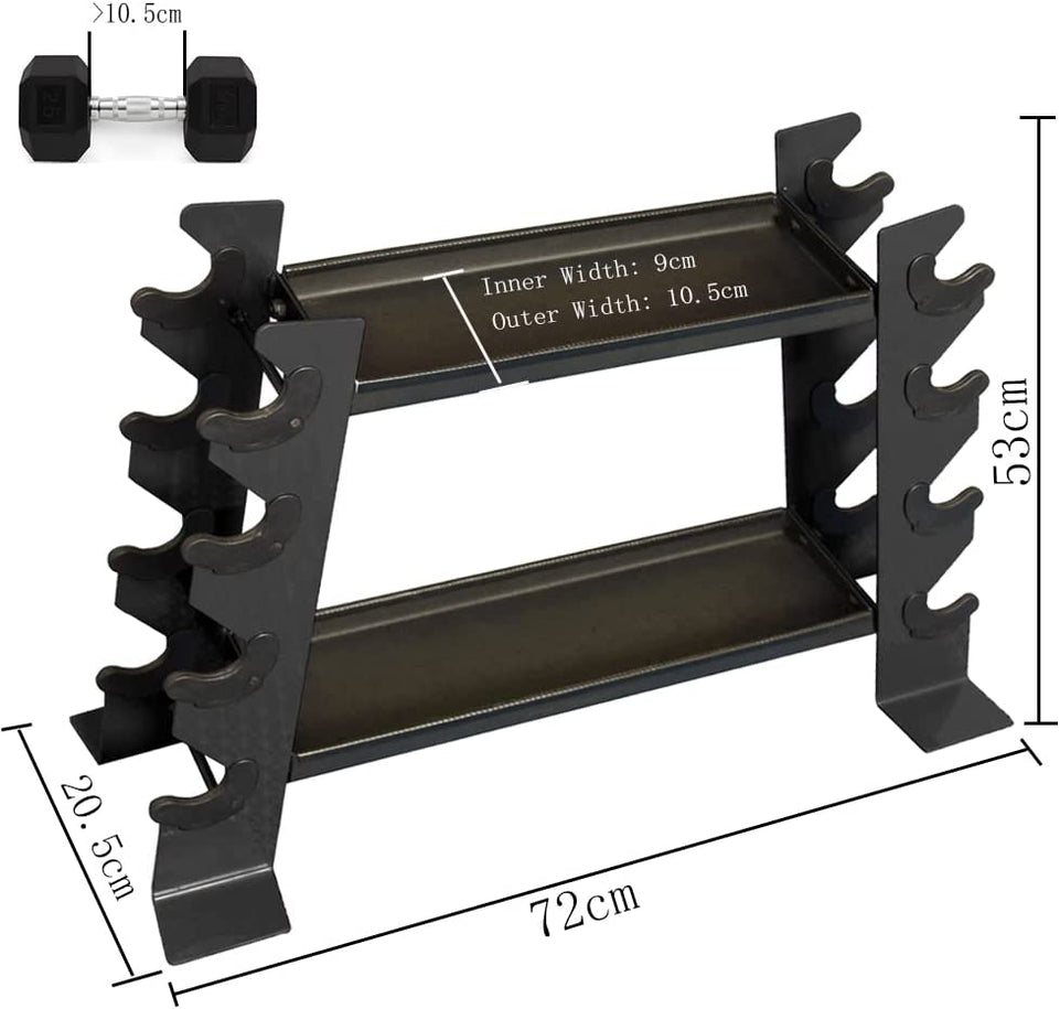 Compact Solid Metal Kettlebell Dumbbell Rack Storage Stand Home Gym Black 200KG