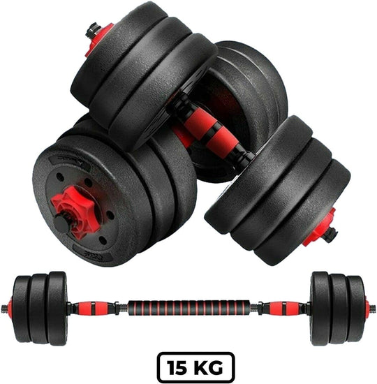 Adjustable Dumbbell Set with Barbell - Best for Home Gym Weight Lifting, Fitness Workout Exercise. Suitable for Men & Women. Available in 10/15/20/40 Kg