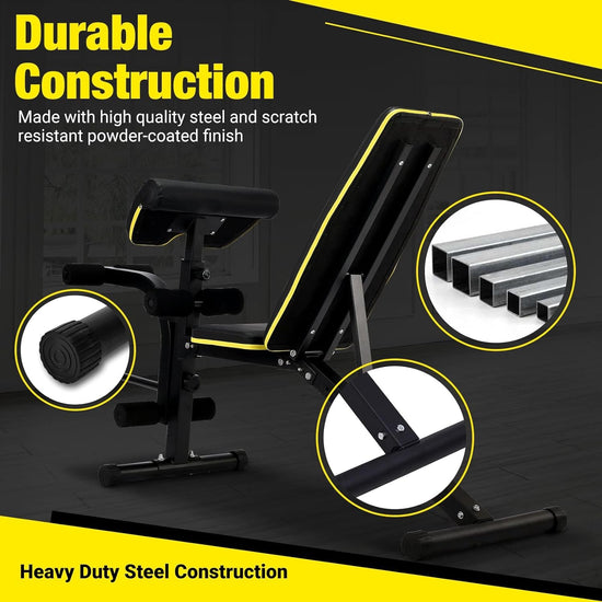 Adjustable Weight Bench - Multi-Functional Workout Bench Press Fitness Equipment for Home or Gym | Strength Training and Full Body Exercise Benches | Portable, Foldable, Flat, Incline and Decline