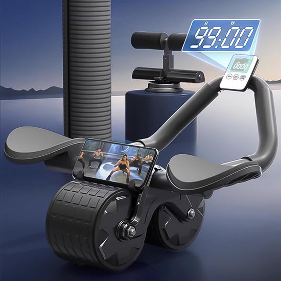 Ab Roller Wheel,Elbow Support Ab Wheel Roller Automatic Rebound Ab Workout Equipment for Core Workout,Core Strength Training Wheel with Time for Home Gym Core Workout