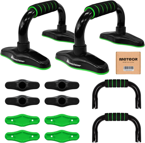 METEOR Essential Push up Bars - Non-Slip Foam Grip Handles for Chest Press, Home Gym Strength Training, and Fitness Exercise (1Pair)