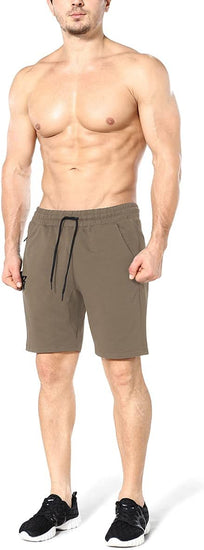 Mens Gym Running Shorts, Workout Athletic Bodybuilding Fitness Shorts with Zip Pockets