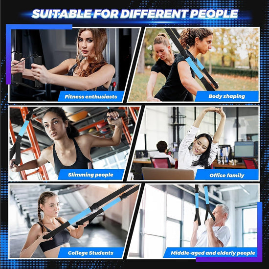 Suspension Trainer Kit, Bodyweight Fitness Resistance Suspension Kit Extension Strap Door Anchors, Powerlifting Strength Workout Straps Full Body Complete Home Gym Body Core Exercise