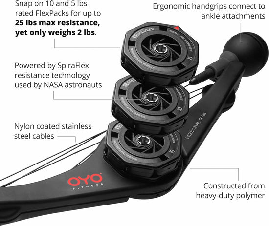 OYO Personal Gym - Full Body Portable Gym for Home, Office & Travel Fitness - Patented Spiraflex Strength Training Technology Used by NASA