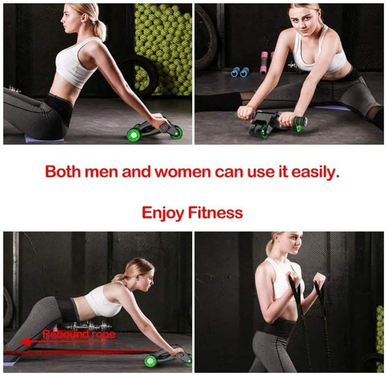 AB Roller Wheel with Mat for Abdominal Exercise, 4 Wheel Foldable Abs Roller for Women and Men Abdominal Muscle Training Wheel,Abs Exercise Wheel, Roller Stable to Prevent Rollover, Balance and Efficiency Perfect for Fitness Home Workout