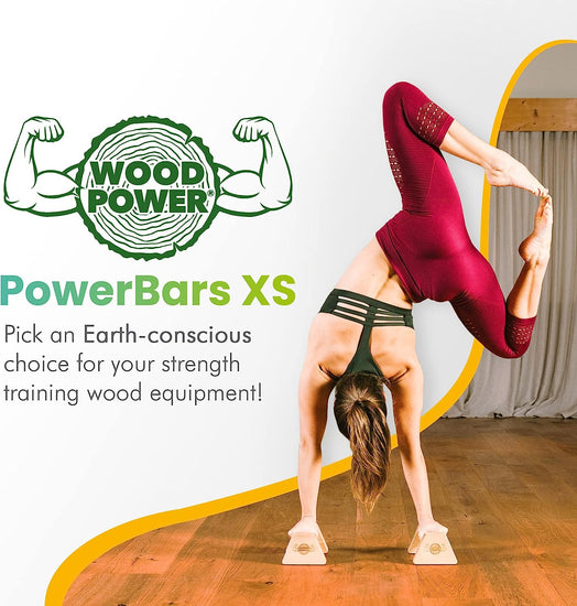 ® - Powerbars, Wooden Parallettes Push up Bars, Joint-Friendly Beech Wood Calisthenics Equipment for Home, Durable Handstand Trainer Push up Handles for Floors, XS, Set of 2