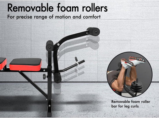 Adjustable Weight Bench Press with Barbell Rack, 8-In-1 Multi-Station Home Gym System with FID, Fitness Strength Training Equipment Exercise Bench for Full-Body Workout, 250Kg Capacity