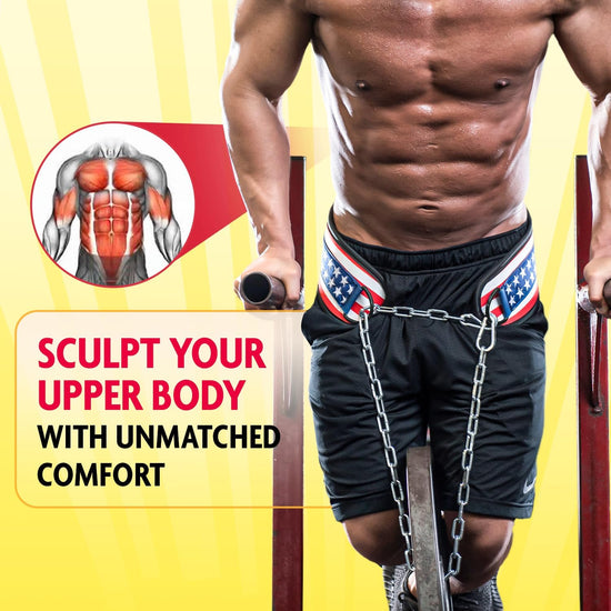 Dmoose Dip Belt with Chain for Pull Ups, Training, Weightlifting, Powerlifting and Bodybuilding Workouts, 36 Inches Heavy Duty Steel Lifting Chain, Comfortable Dip Belt with Neoprene Back Support
