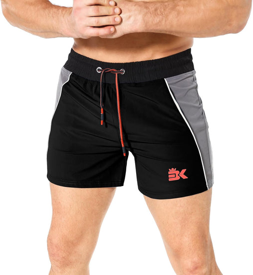 Men'S Gym Sport Shorts, Lightweight Workout Fitness Running Shorts 5" Quick Dry Exercise Bodybuilding Shorts Zip Pocket