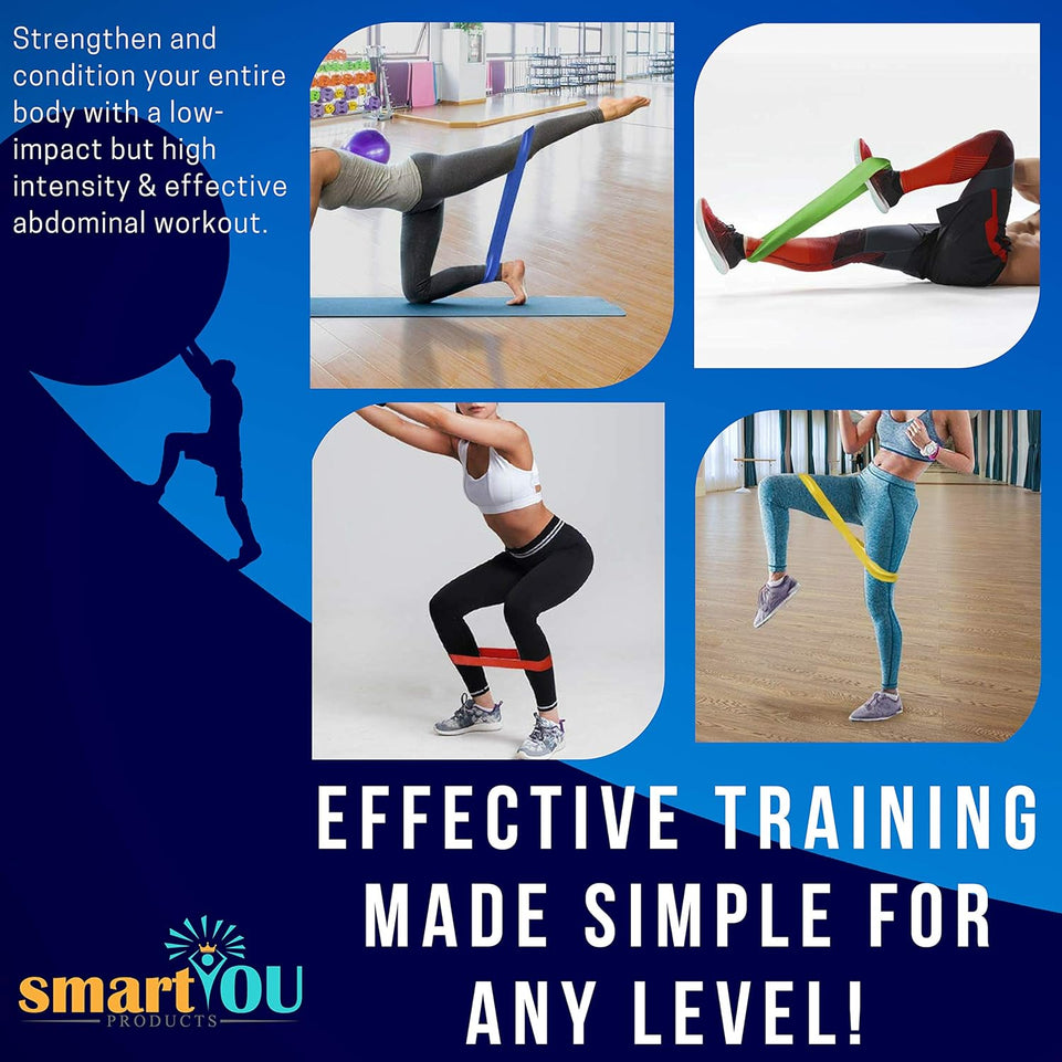 Resistance Loop Bands and Sliders - 5 Bands+2 Gliding Discs with Carrying Bag - Home Fitness Equipment for Arms, Shoulders, Legs, Butt, Physical Therapy, Stretching, Strength, Ab Workout and an Ebook.