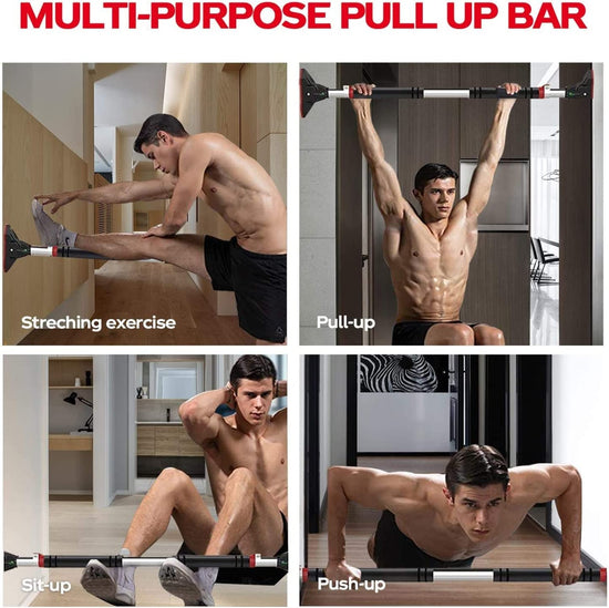 Doorway Pull up Bar and Chin up Bar, Upper Body Workout Bar No Screw Installation for Home Gym Exercise Fitness with Level Meter and Adjustable Width, up to 440Lbs