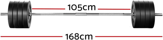 88Kg Barbell Set, Weight Plates Barbells Bar Strength Training Exercise Fitness Equipment for Home Gym, with Standard Ring Stable Stand 2 Spring Lock Black
