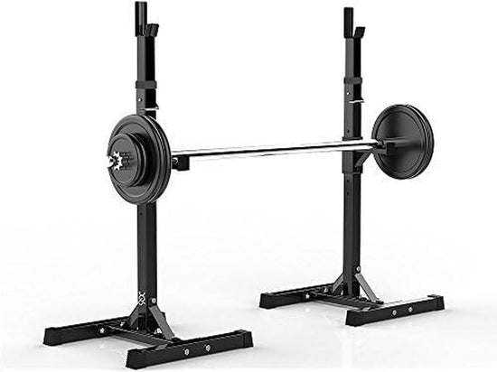 Pair of Adjustable Barbell Squat Rack Stand - High-Quality Olympic Barbell Holder, Power Portable Weight Lifting Standard Barbell Handle for Bench Press, Squats, Overhead Press Fitness Gym Exercise Equipment