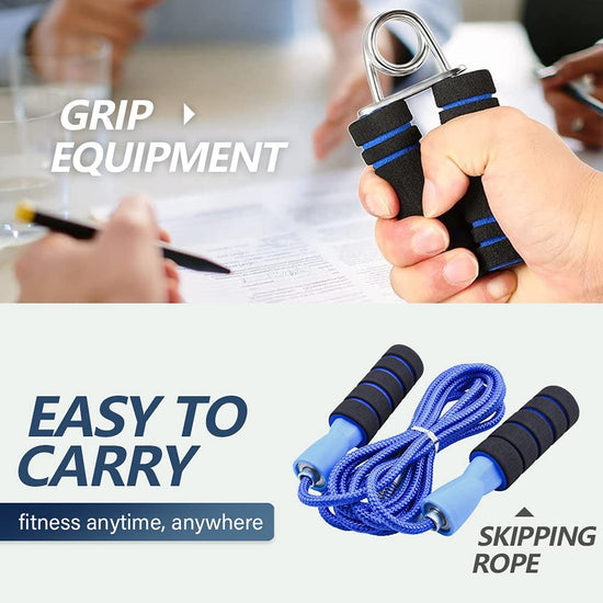 7-In-1 AB Wheel Roller Kit with Push up Brackets Skipping Rope Hand Wrist Developer and Knee Pad for Home Workout - Portable Home Fitness Equipment Push-Up Gripper Ab Roller for Men Abdominal Exerciser GYM