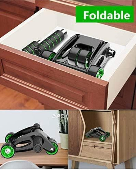AB Roller Wheel with Mat for Abdominal Exercise, 4 Wheel Foldable Abs Roller for Women and Men Abdominal Muscle Training Wheel,Abs Exercise Wheel, Roller Stable to Prevent Rollover, Balance and Efficiency Perfect for Fitness Home Workout