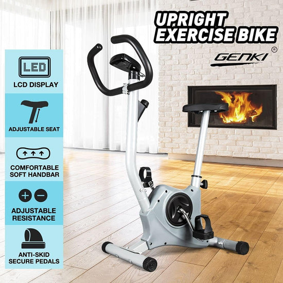 Belt Bike Upright Excercise Bike Machine Home Gym Fitness Cardio Equipment Spin Bike Grey