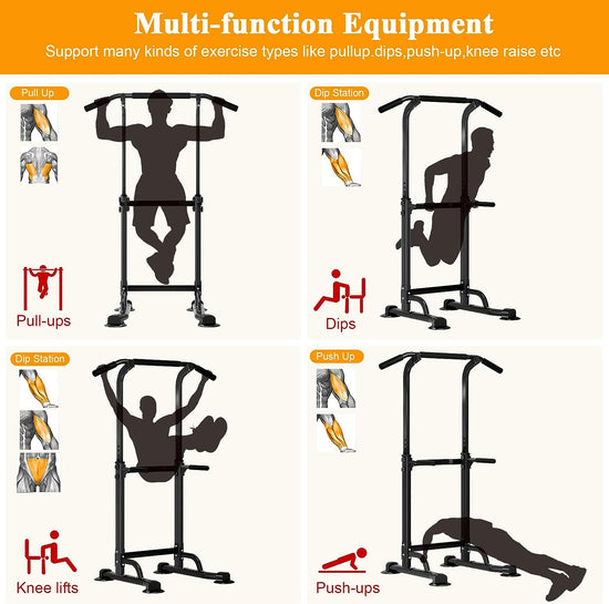 Multi-Function Power Tower Adjustable Height Pull up and Dip Station Strength Training Fitness Workout Station