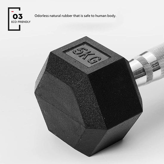 METEOR Rubber Hex Dumbbell Fitness Gym Strength Weight Training Exercise Workout