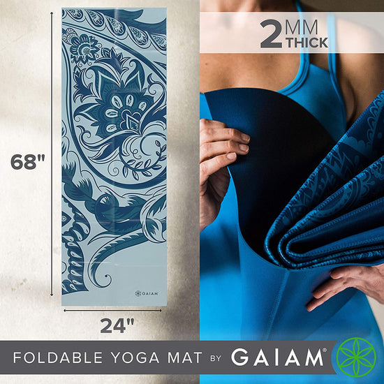 Yoga Mat - Folding Travel Fitness & Exercise Mat - Foldable Yoga Mat for All Types of Yoga, Pilates & Floor Workouts (68"L X 24"W X 2Mm Thick)