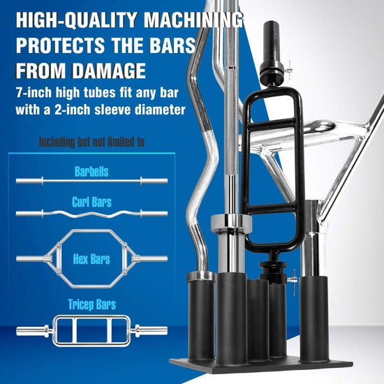 Barbell Holder Vertical Storage Rack, Home Gym Organizer, Barbell Storage Rack Fit 2-Inch Olympic Bars, Curl Bars, Triceps Bars, Dumbbell Handles.