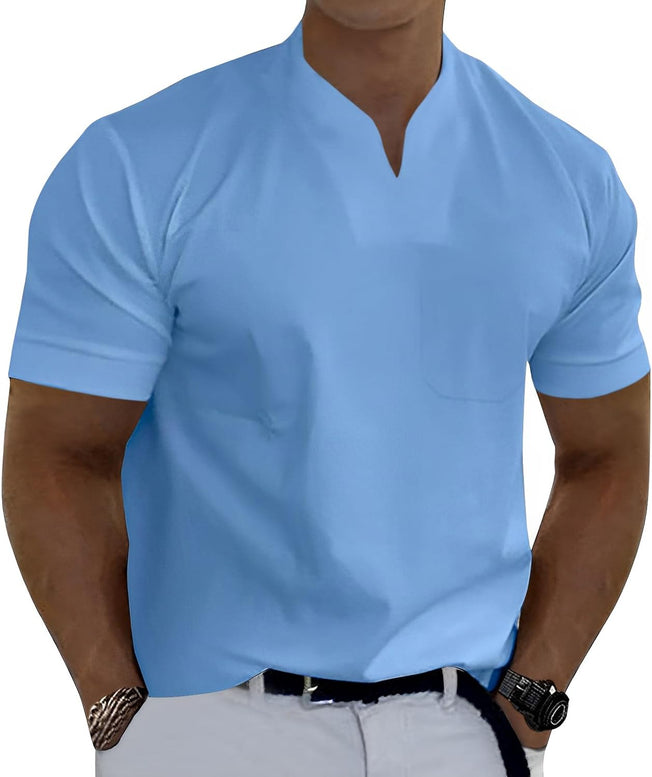 Men Gentlemans Business T Shirt Short Sleeve Fitness Muscle T Shirt V Neck Gym Tee Fashion Workout Casual Shirts