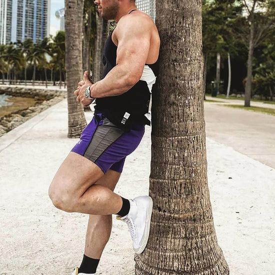 Men'S Gym Sport Shorts, Lightweight Workout Fitness Running Shorts 5" Quick Dry Exercise Bodybuilding Shorts Zip Pocket