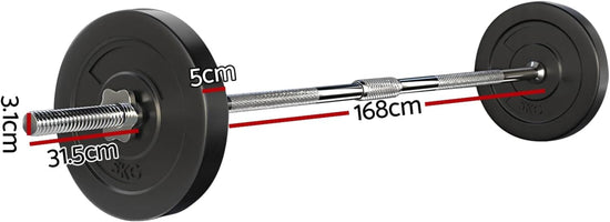 18Kg Barbell Set, Weight Plates Barbells Bar Strength Training Exercise Fitness Equipment for Home Gym, with Standard Ring Stable Stand 2 Spring Lock Black