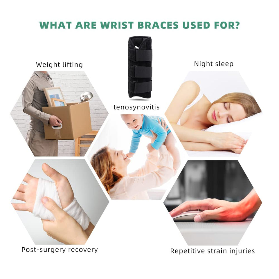 Wrist Brace, Carpal Tunnel Splint with Three Metal Support Strip for Tendonitis Arthritis Pain Relief for Men and Women [1Pcs] (Left Hand)