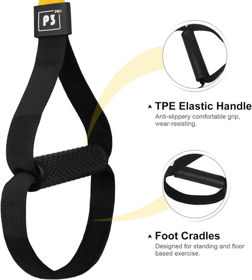 Suspension Trainer Resistance System Training Kit Bodyweight Workouts for Home, Travel, and Outdoors, Build Muscle, Burn Fat, Improve Cardio