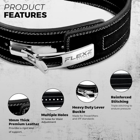 Powerlifting and Weightlifting Belt with Lever Buckle, 10Mm