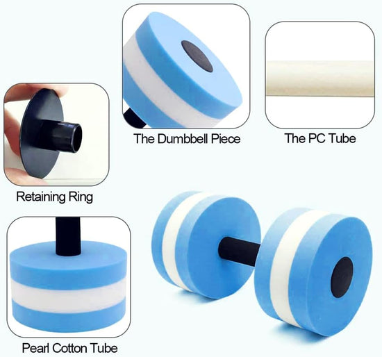 Aquatic Dumbells Set of 2 Water Dumbells Pool Resistance Water Weight Water Aerobics High-Density Eva-Foam Pool Fitness