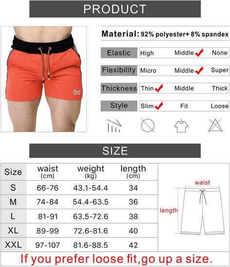 Men'S Gym Sport Shorts, Lightweight Workout Fitness Running Shorts 5" Quick Dry Exercise Bodybuilding Shorts Zip Pocket