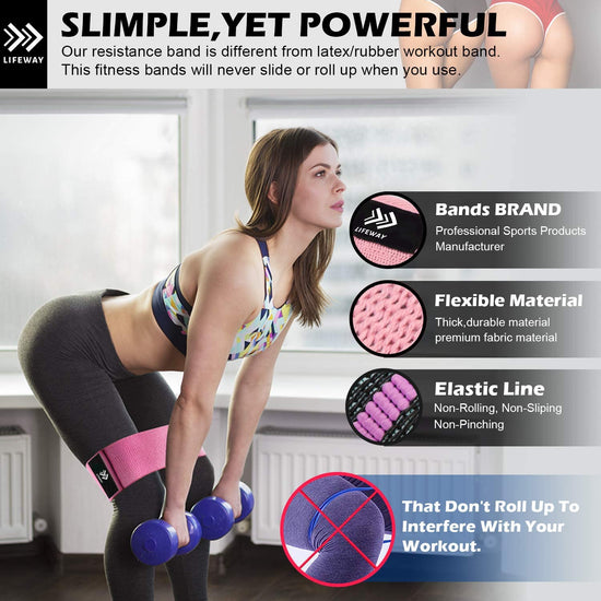 Resistance Bands for Legs and Butt - Booty Bands Set, Non Slip Fabric Workout Bands Exercise Bands Glute Bands, Wide Stretch Resistance Loops Band - 3 Packs with Carrying Bag