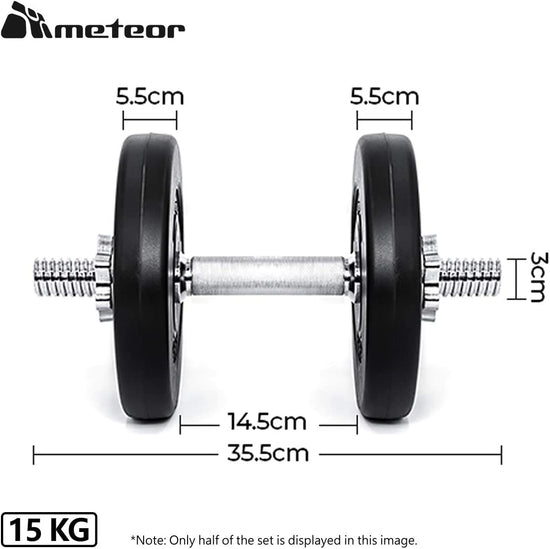 METEOR ESSENTIAL DUMBBELL SET Weight Dumbbells Plates Home Gym Fitness Exercise