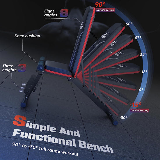Adjustable Weight Bench, Utility Gym Bench for Full Body Workout, Multi-Purpose Foldable Incline Decline Benchs - 2019 Version