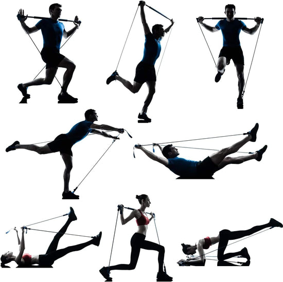 Portable Pilates Bar Kit with Exercise Resistance Band, Pilates Exercise Stick Yoga Fitness Bar with Foot Loop, Muscle Sculpt Leg Stretcher Home Gym Workout Equipment for Total Body Exercise