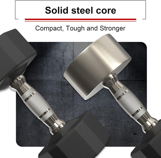 Rubber Dumbbells Pure Steel Dumbbell, Friction Welding(Compact and Never Loose) Weights Set Men Women Home Gym 3Kg 5Kg 8Kg 10Kg 12Kg 16Kg 20Kg 24Kg Fitness Training Exercise Body Strength Lifting Equipment (Pair or Single)