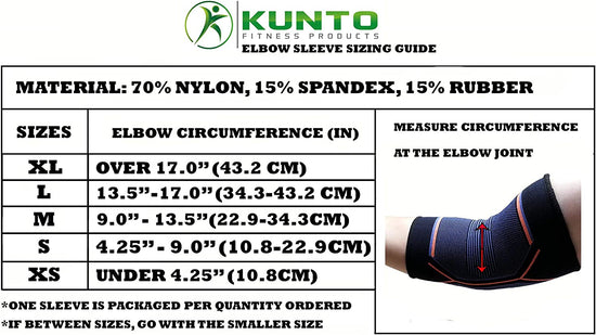 Kunto Fitness Elbow Brace Compression Support Sleeve for Tendonitis, Tennis Elbow, Golf Elbow Treatment - Reduce Joint Pain during Any Activity!