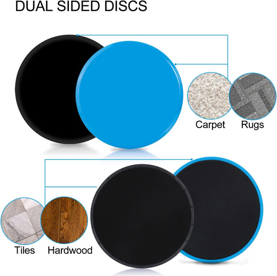 Gliding Discs Core Sliders Exercise Sliders 4 Pack Dual Sided Gliding Slider for Carpet or Hard Floors Core Fitness Ultimate Core Training Gym and Full Body Workout'S at Home or Travel Black & Blue
