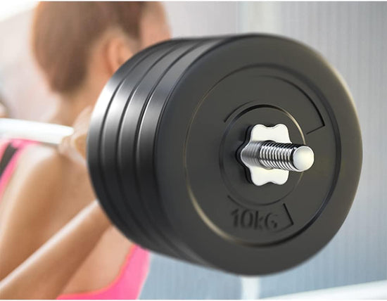 88Kg Barbell Set, Weight Plates Barbells Bar Strength Training Exercise Fitness Equipment for Home Gym, with Standard Ring Stable Stand 2 Spring Lock Black