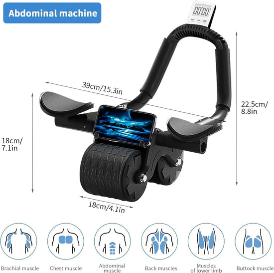 Ab Roller Wheel,Elbow Support Ab Wheel Roller Automatic Rebound Ab Workout Equipment for Core Workout,Core Strength Training Wheel with Time for Home Gym Core Workout